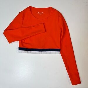 Wilo The Label
Medium Women's Orange Ribbed Cropped Contra Long Sleeve Top M